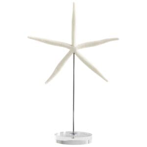 Royal Sea Star Sculpture | White And Polished Nickel - Medium