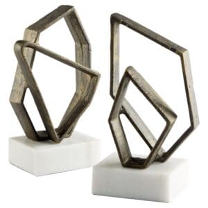 Euclid Bookends Designed by J Kent Martin |  White & Bronze