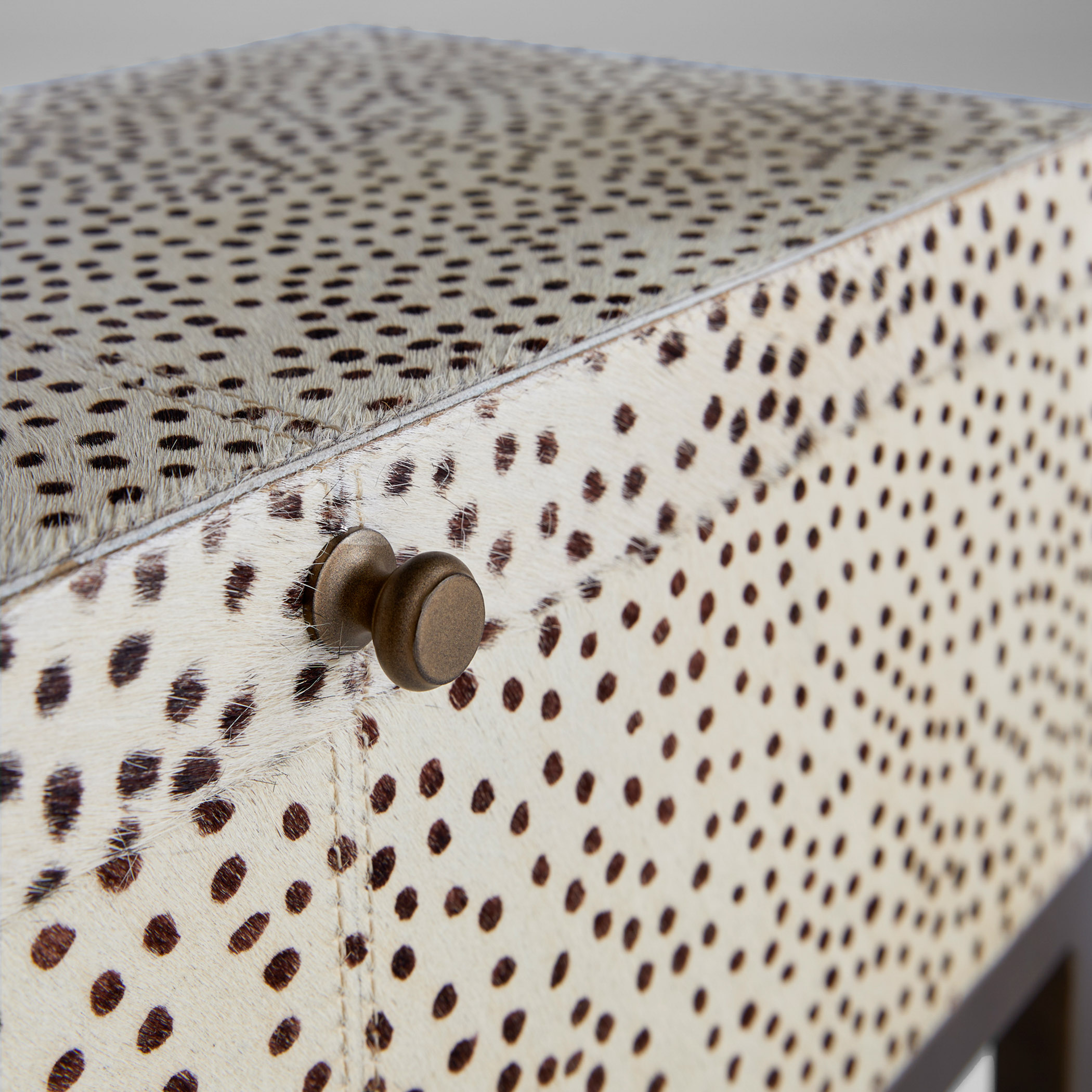 Gaborone Box on Stand Designed by J Kent Martin | Off White | Brown | Antique Brass - Image 2