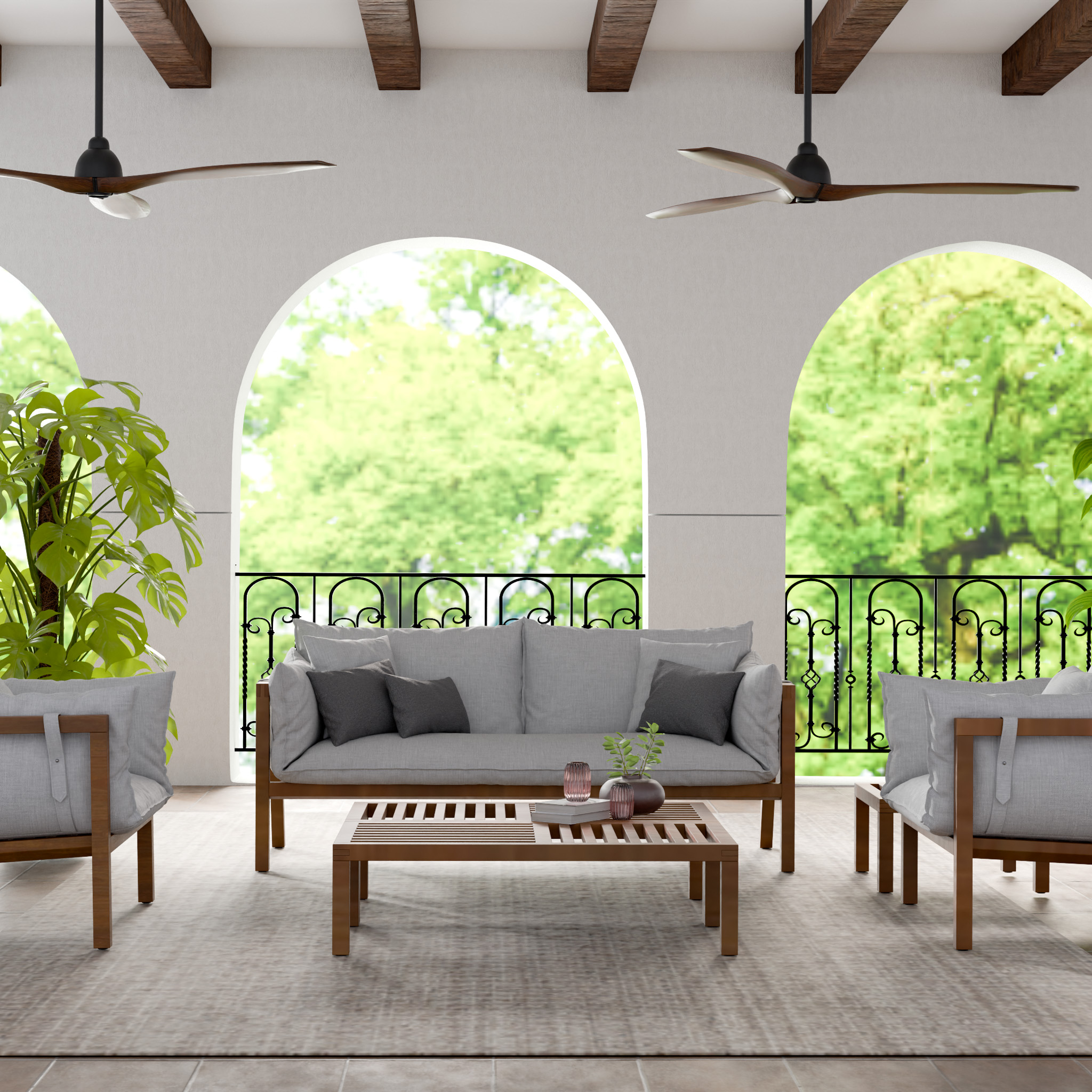 Bora Bora 62" Ceiling Fan | Black - Walnut - Image 5