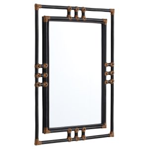 Kampanya Mirror | Black | Natural  Rattan